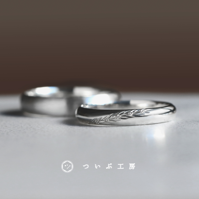 夫婦の木オリーブを彫り入れた結婚指輪