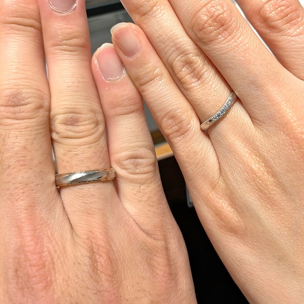 銀座ダイヤモンドシライシ アミュプラザ鹿児島店_試着写真（結婚指輪・婚約指輪）
