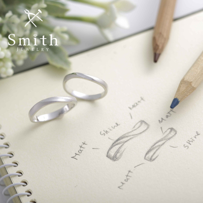 【Smith】手作り結婚指輪　ウェーブ＆マット仕上げの部分使いでワンランク上質感