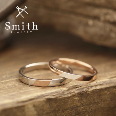 【Smith】手作り結婚指輪　ピンクとホワイトのツートンカラーがおしゃれ